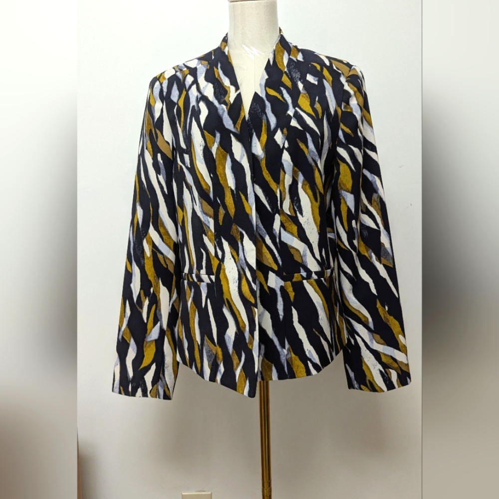 Reg $125 Kasper Black and Gold Blazer Artistic Print Size M/L
